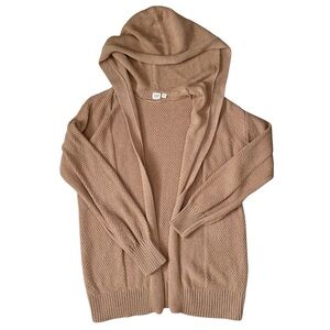 GAP Hooded Knit Cardigan Small Toasted Almond Heavy Cotton Like New